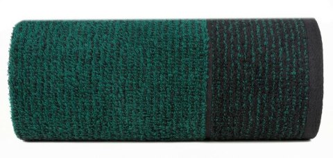Ręcznik Leon 70x140 czarny turkusowy z żakardowym wzorem w paski frotte 500g/m2 Eurofirany