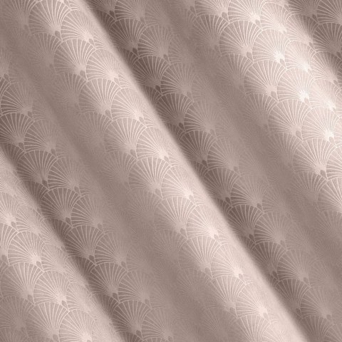 Zasłona 140x250 Julia pudrowa różowa gotowa na przelotkach welurowa z wytłaczanym geometrycznym wzorem wachlarzy Eurofirany