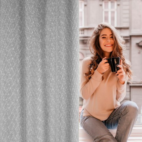 Zasłona 140x260 Sandi stalowa gotowa na przelotkach z małymi supełkami w stylu eko Eurofirany