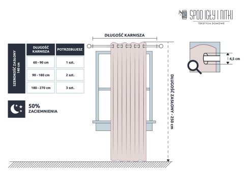 Zasłona gotowa 140x250 turkusowa na przelotkach Viva do salonu