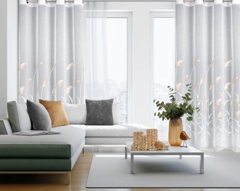 Firana 140x250 Abbie kremowa beżowa gotowa na przelotkach Eurofirany Firana 140x250 Abbie kremowa beżowa gotowa na przelotkach Eurofirany