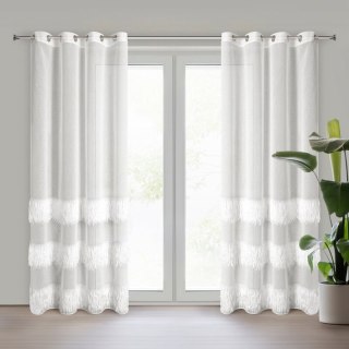 Firana gotowa 140x250 Margaret 4 kremowa pasy gotowa na przelotkach Eurofirany
