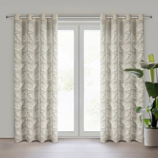 Firana gotowa Suzi 140x250 beżowa z haftem na przelotkach Eurofirany