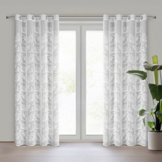 Firana gotowa Suzi 140x250 biała z haftem na przelotkach Eurofirany