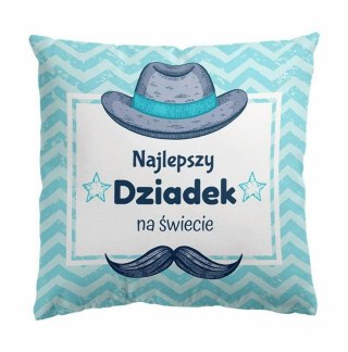 Poduszka bawełniana 43x43 niebieska jasna Najlepszy Dziadek