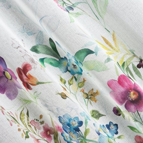 Zasłona 140x250 Spring liście biała kolorowa kwiaty gotowa na przelotkach Eurofirany Zasłona 140x250 Spring liście biała kolorowa kwiaty gotowa na przelotkach Eurofirany
