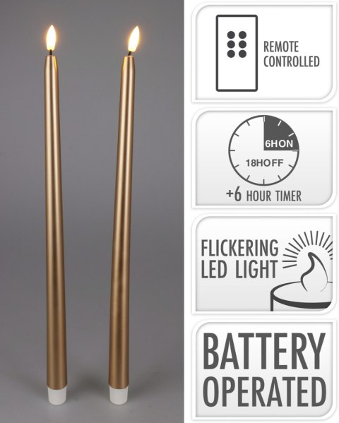 KOMPLET 2 ŚWIEC LED 38CM ZŁOTA