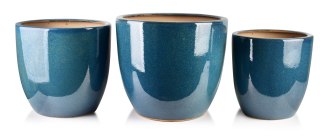NEVA BLUE Komplet 3 doniczek 50x50x45/42x42x42/35x35x38cm