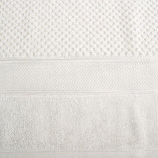 Ręcznik Jessi 50x90 kremowy frotte 500g/m2 z fakturą wytłaczanej krateczki i welurową bordiurą Eurofirany