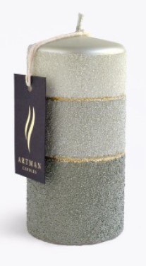 Świeca MILANO Walec duży 7xh17,5cm zielona parafinowa
