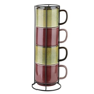 EVIE Komplet 4 kubków na stojaku 400 ml