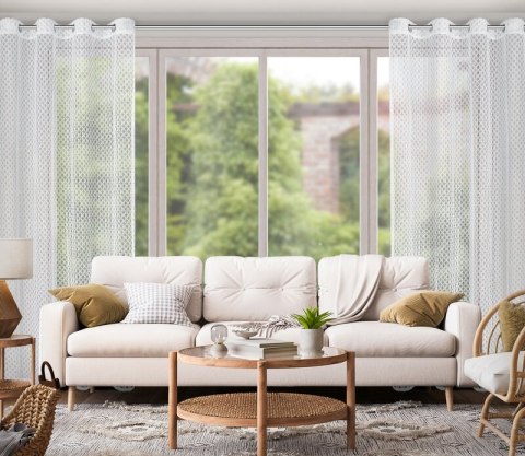 Firana 140x250 Iza biała gotowa na przelotkach Eurofirany