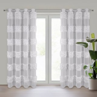 Firana 140x250 Margaret srebrna poprzeczne pasy piórka gotowa na przelotkach Eurofirany