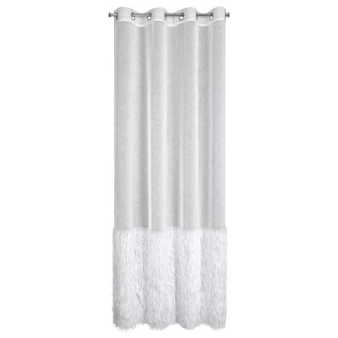 Firana gotowa 140x250 Margaret 6 biała zdobiona moherową nicią gotowa na przelotkach Eurofirany