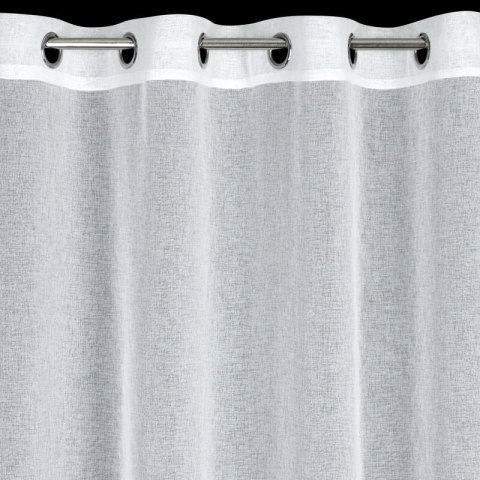 Firana gotowa 140x250 Margaret 6 biała zdobiona moherową nicią gotowa na przelotkach Eurofirany