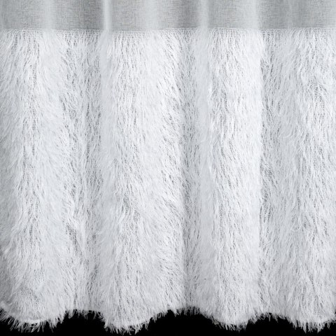 Firana gotowa 140x250 Margaret 6 biała zdobiona moherową nicią gotowa na przelotkach Eurofirany