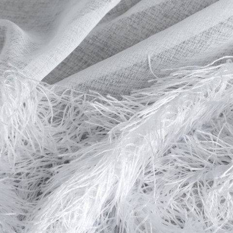 Firana gotowa 140x250 Margaret 6 biała zdobiona moherową nicią gotowa na przelotkach Eurofirany