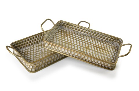 HEXAGONE GLOW Komplet 2 tac dekoracyjnyc prostokąt 48x29x7 cm/44x24x6 cm