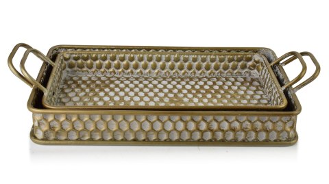 HEXAGONE GLOW Komplet 2 tac dekoracyjnyc prostokąt 48x29x7 cm/44x24x6 cm