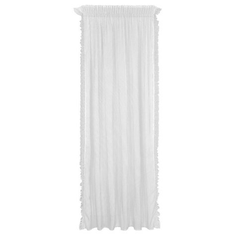 Firana 140x270 Agness biała o strukturze drobnej siatki z falbanką gotowa na taśmie Eurofirany