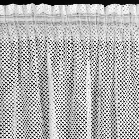 Firana 140x270 Agness biała o strukturze drobnej siatki z falbanką gotowa na taśmie Eurofirany
