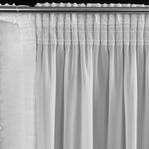 Firana 140x270 Luisa biała z dekoracyjnym troczkiem gotowa na taśmie Eurofirany