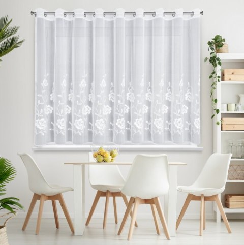 Firana 350x150 Natali biała gotowa na przelotkach Eurofirany