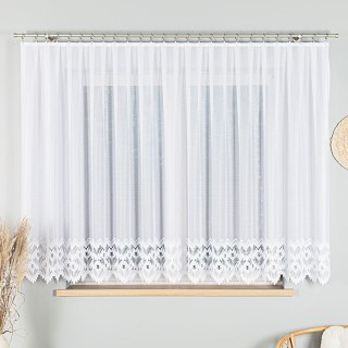 Firana żakardowa gotowa ze wzorem na samym dole na prosto 400x160 001 biała Felicja