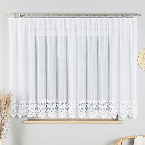 Firana żakardowa gotowa ze wzorem na samym dole na prosto 400x160 001 biała Felicja