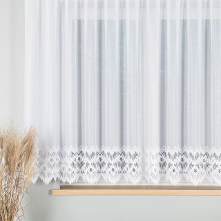 Firana żakardowa gotowa ze wzorem na samym dole na prosto 400x160 001 biała Felicja