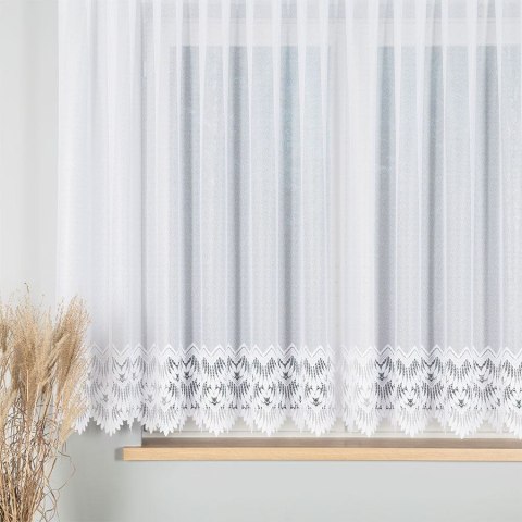 Firana żakardowa gotowa ze wzorem na samym dole na prosto 400x160 001 biała Felicja