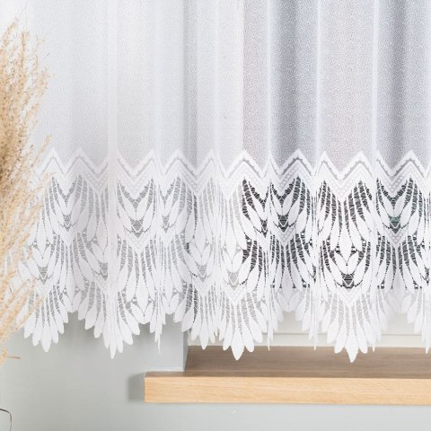 Firana żakardowa gotowa ze wzorem na samym dole na prosto 400x160 001 biała Felicja