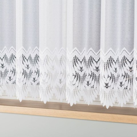 Firana żakardowa gotowa ze wzorem na samym dole na prosto 400x160 001 biała Felicja