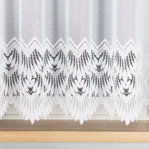 Firana żakardowa gotowa ze wzorem na samym dole na prosto 400x160 001 biała Felicja
