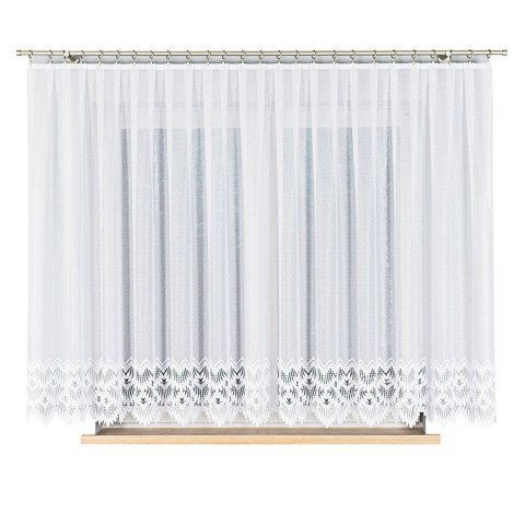 Firana żakardowa gotowa ze wzorem na samym dole na prosto 400x160 001 biała Felicja