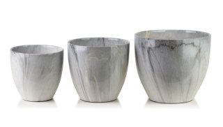 NEVA MARBLE Komplet 3 osłonek ceramicznych 25x25x21/20,5x20,5x18/16x16x15 cm