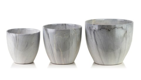 NEVA MARBLE Komplet 3 osłonek ceramicznych 25x25x21/20,5x20,5x18/16x16x15 cm