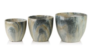 NEVA MARBLE Komplet 3 osłonek ceramicznych 25x25x21/20,5x20,5x18/16x16x15cm