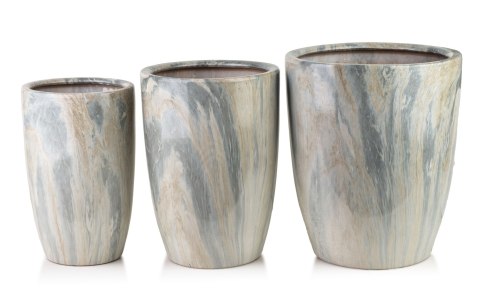 NEVA MARBLE Komplet 3 osłonek ceramicznych 37x37x45,5/30,5x30,5x42,5/24x24x40 cm