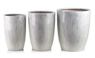 NEVA MARBLE Komplet 3 osłonek ceramicznych 37x37x45,5/30,5x30,5x42,5/24x24x40 cm