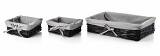 WILL Komplet 3 koszy czarne M24x35x8cm Sx2:19x17cm