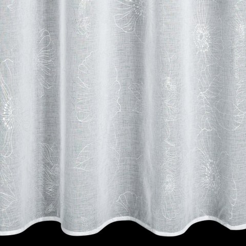 Zasłona 140x250 Sagi biała srebrna gotowa na przelotkach Eurofirany