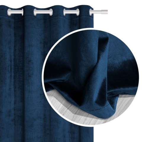 Zasłona gotowa 140x250 granatowa welurowa na przelotkach soft Velvet do salonu