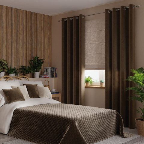 Zasłona gotowa na przelotkach 140x240 002 brązowa Velvi