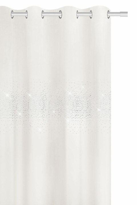 Zasłona gotowa na przelotkach 140x250 biała welurowa z kryształkami Shiny
