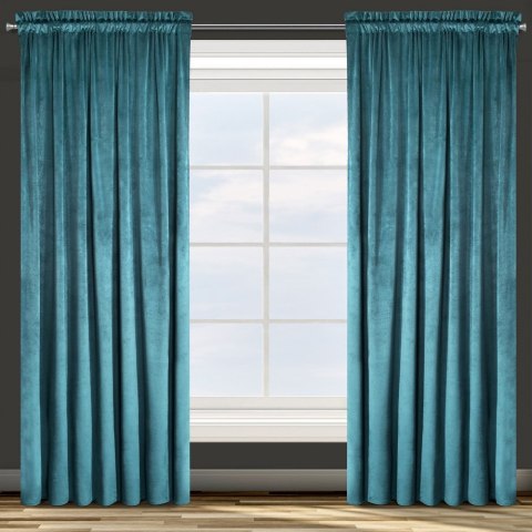 Zasłona gotowa na taśmie 140x270 Rosa turkusowa ciemna welurowa D91