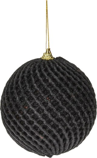 BOMBKA ŚWIĄTECZNA Z BROKATEM 12cm CZARNA