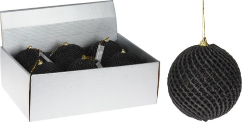 BOMBKA ŚWIĄTECZNA Z BROKATEM 12cm CZARNA