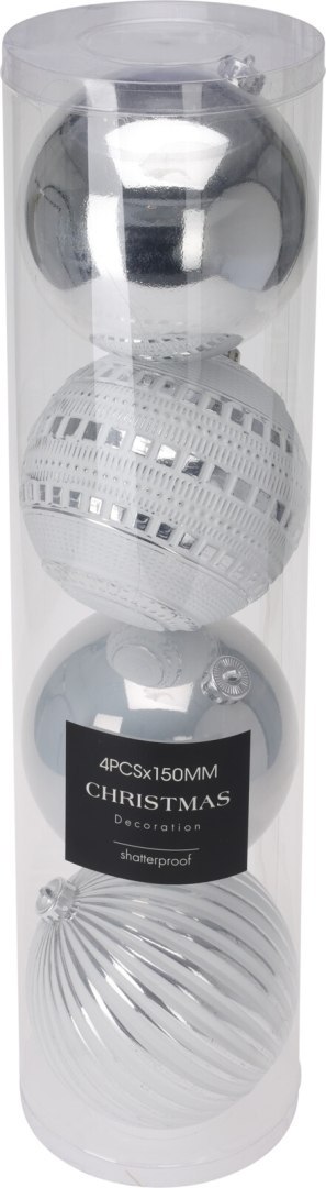 Bombka świąteczna 4sztuki 15cm srebrna