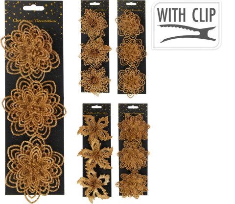 KWIAT NA KLIPIE KOMPLET 3SZTUK BROKATOWE